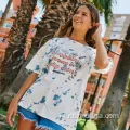 Dames Casual Tie Dye Print T-shirt met korte mouwen